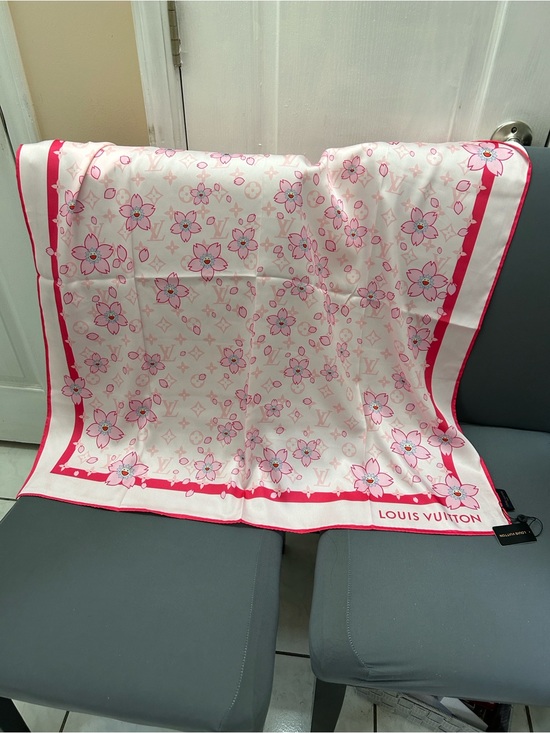 Louis Vuitton Accessories - Louis Vuitton Pink Floral Silk Scarf - Cherry Blossom Motif